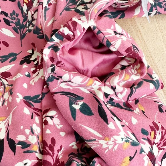 NWT Maggy‎ London Pink Floral Belted Dress Sleeveless 4 A-Line Midi - Picture 6 of 8